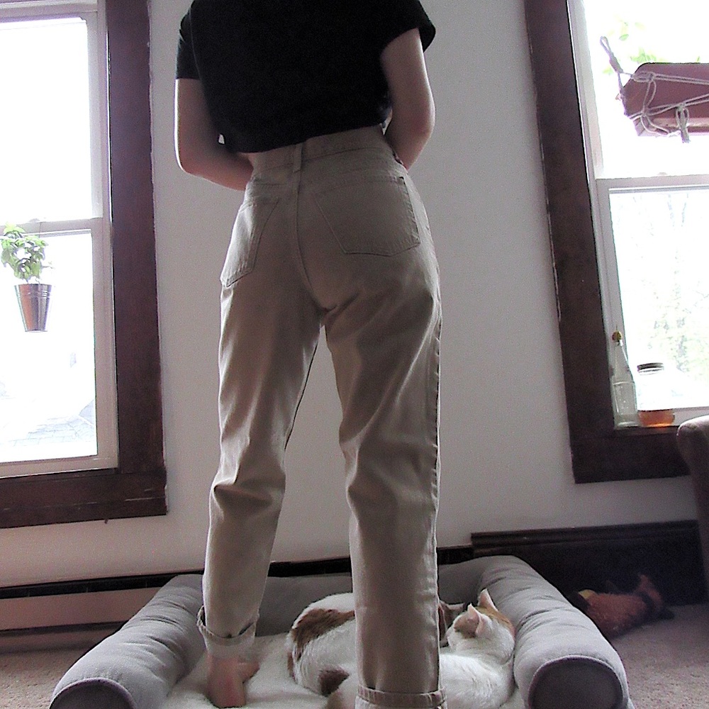 Tan 100% Cotton Mom Jeans